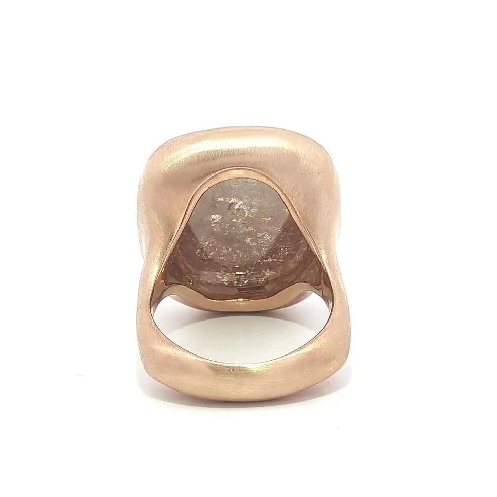 Thumbnail: 18k Rose Gold 20.34ctw Cushion Checkerboard Cut Fancy Colour Diamond Ring