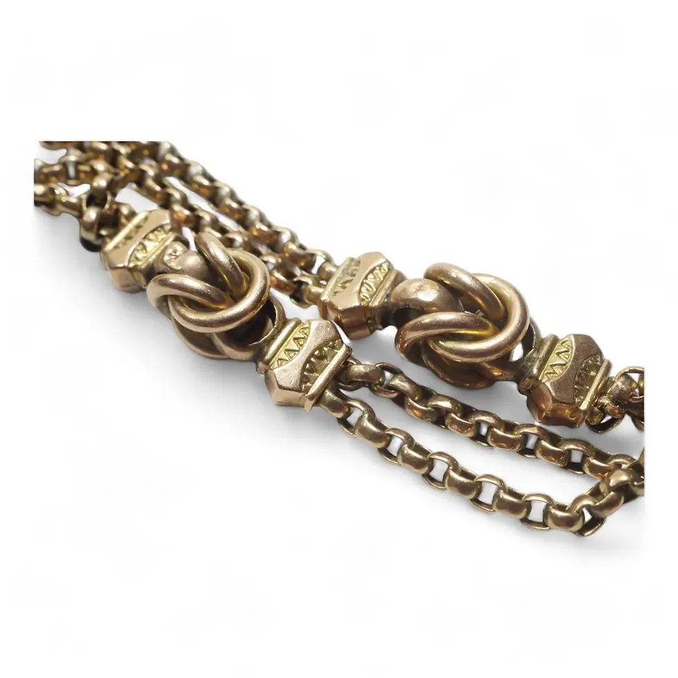 Thumbnail: Antique Victorian 9k Gold Albertina Watch Chain Belcher Bracelet
