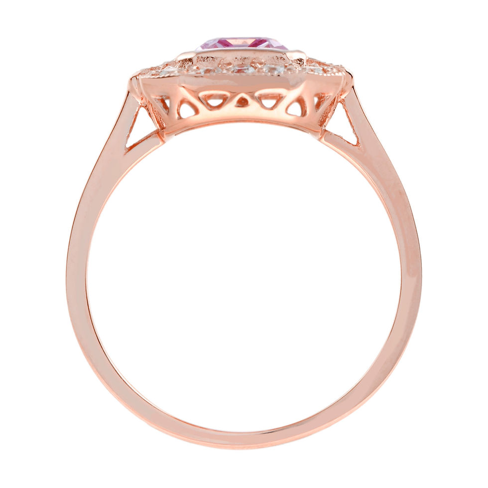 Thumbnail: Art Deco Inspired 18k Rose Gold 2.34ctw Pink Sapphire & Diamond Halo Ring