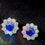 Thumbnail: Antique Victorian Inspired 14k Gold 3.38ctw Ceylon Sapphire and Diamond Earrings