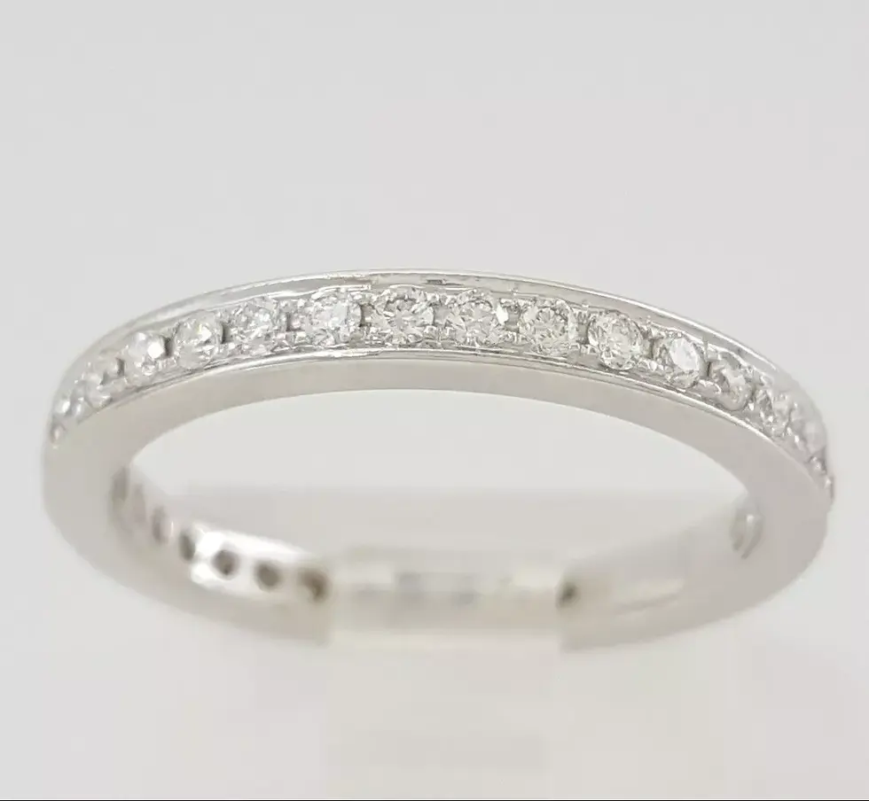 Thumbnail: Pair of Platinum 0.70ctw Round Brilliant Diamond Eternity Band Stack Guard Rings