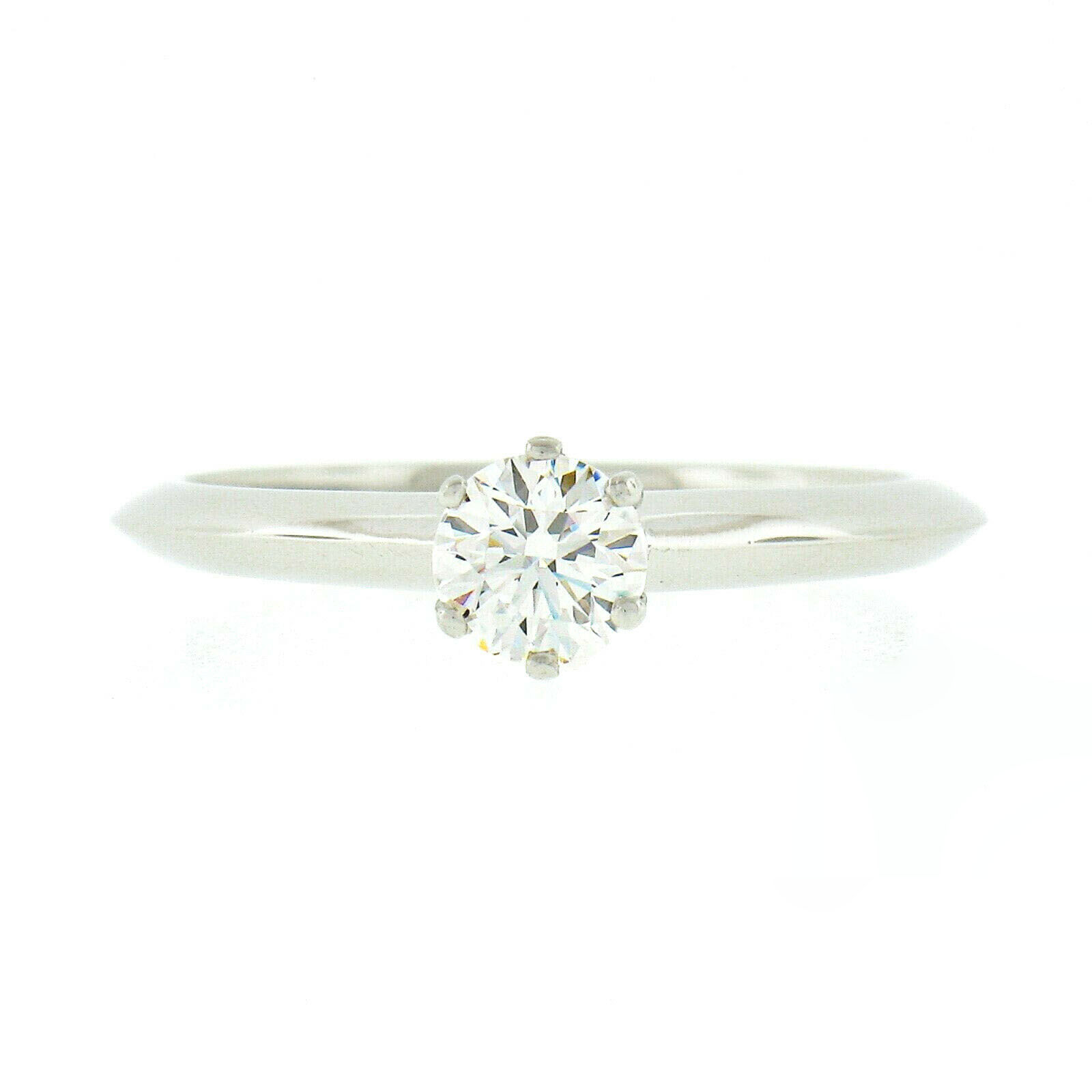 Classic Tiffany & Co. Platinum 0.37ctw Round Diamond Solitaire Engagement Ring