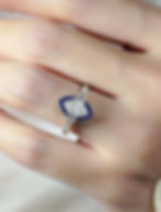 Art Deco Inspired 1.67ctw Marquise Diamond and Sapphire Navette Ring