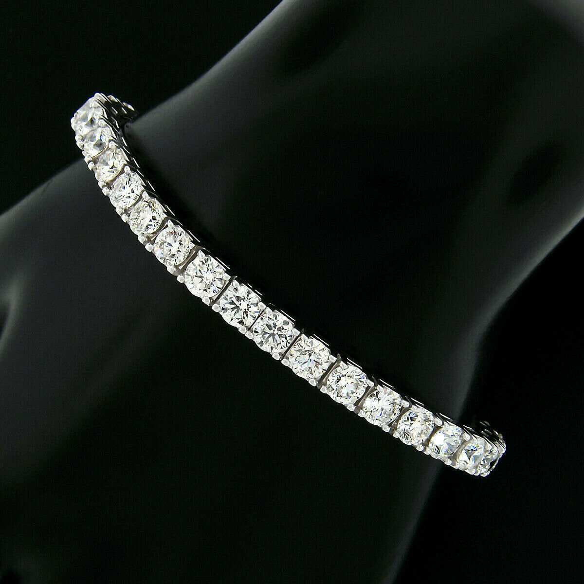 18k White Gold 12.21ctw Large Diamond Tennis Statement Bracelet