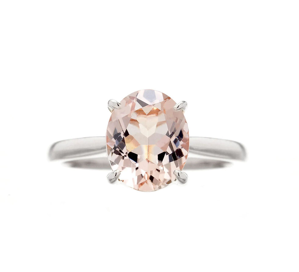 Thumbnail: Timeless 10x8mm Oval Cut  Morganite  Solitaire Engagement Ring