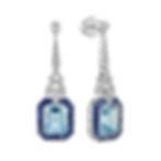 Art Deco Inspired 18k White Gold Calibre Topaz Sapphire Diamond Drop Earrings