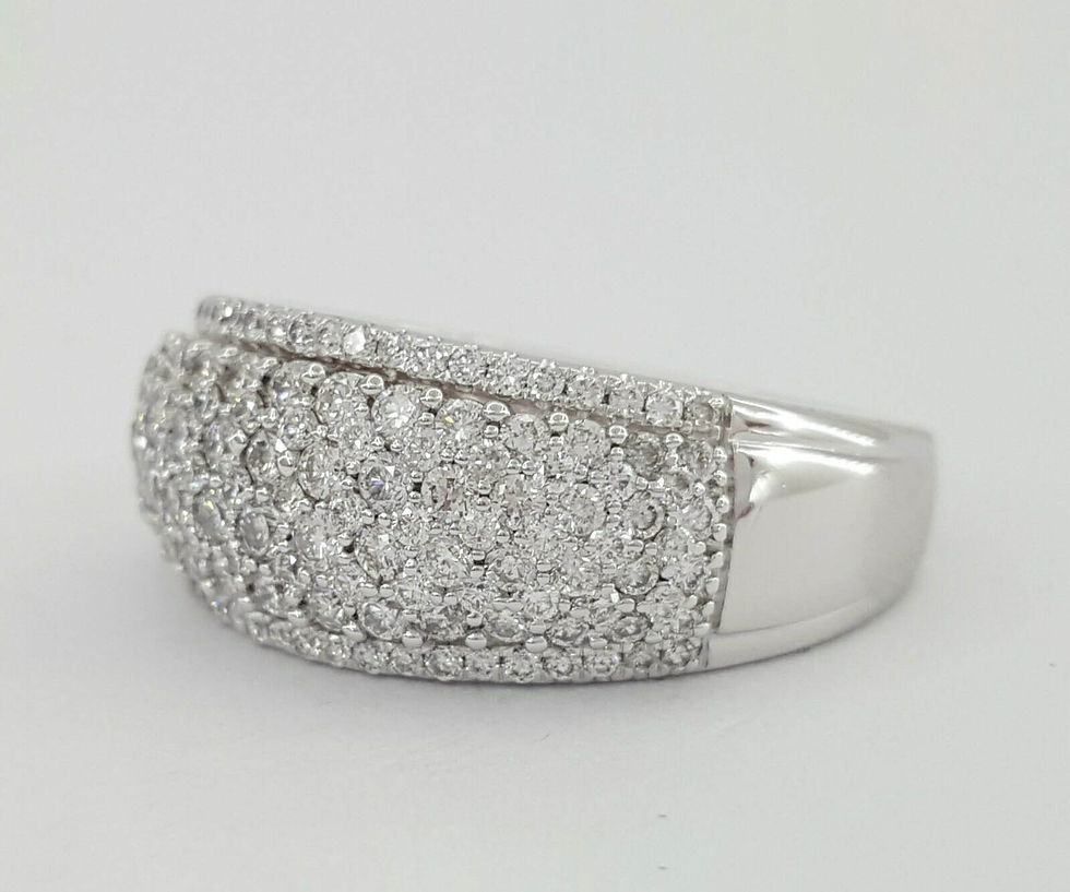 Thumbnail: 14K Gold 1.50ctw Round Diamond 6-Row Dome Pave Wedding Anniversary Ring