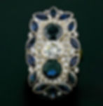 Vintage 18k Gold 10.4ct GIA Diamond Marquise Sapphire Large Cocktail Dinner Ring