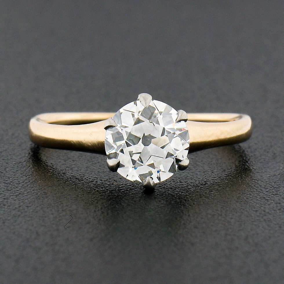 Thumbnail: Antique Edwardian 14k Gold & Plat 1.06ctw Diamond Solitaire Engagement Ring
