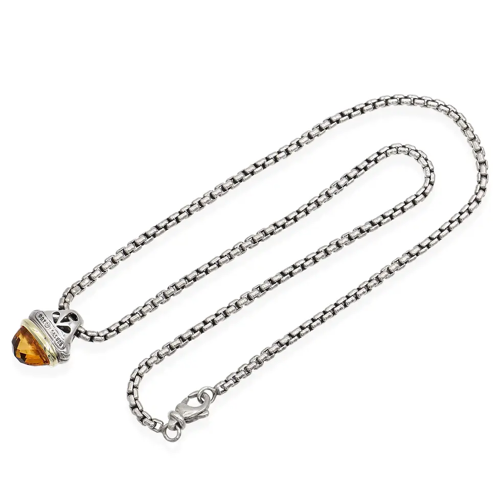 Thumbnail: David Yurman Silver and 14k Gold Citrine Acorn Pendant Necklace