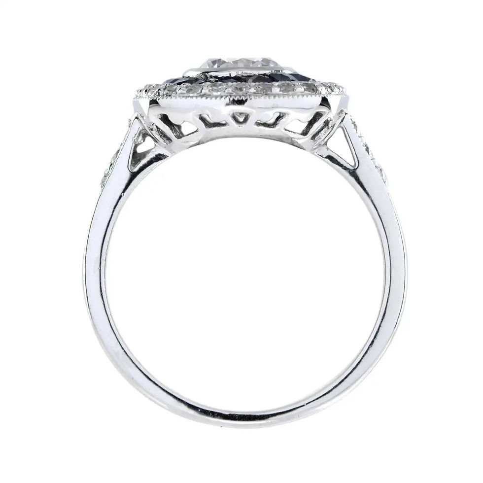 Thumbnail: Art Deco Design 3.74ctw Diamond & Sapphire Target Design Halo Engage