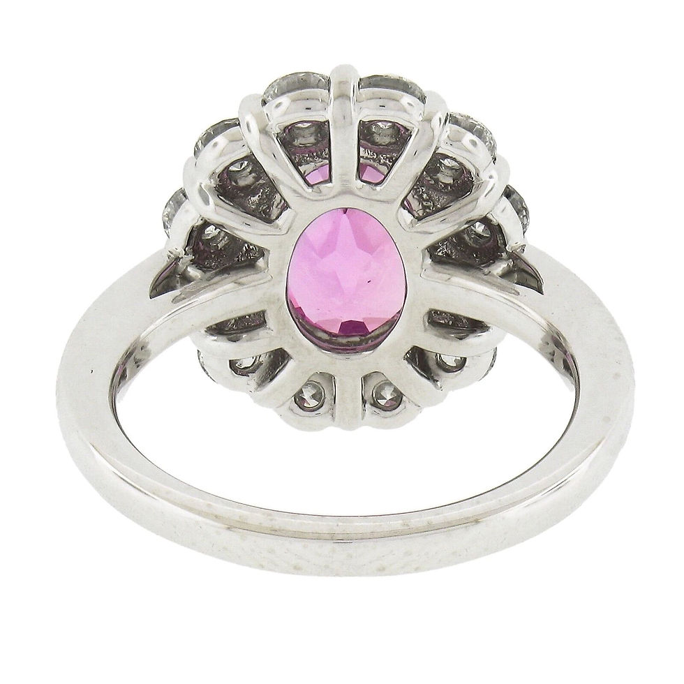 Thumbnail: Platinum 5.64ctw Oval Pink Sapphire & Diamond Halo Engagement Cocktail Ring