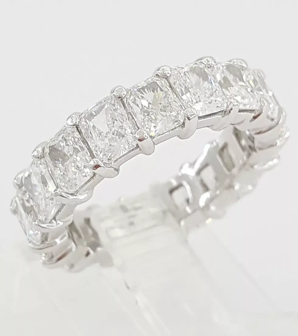 Thumbnail: Platinum 5.60ctw Radiant Cut Diamond Full Eternity Band Wedding Ring