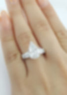 Platinum 3.32ctw Pear Cut and Baguette Diamond Engagement Ring