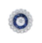 Art Deco Inspired 14k White Gold Diamond and Sapphire Target Stud Earrings