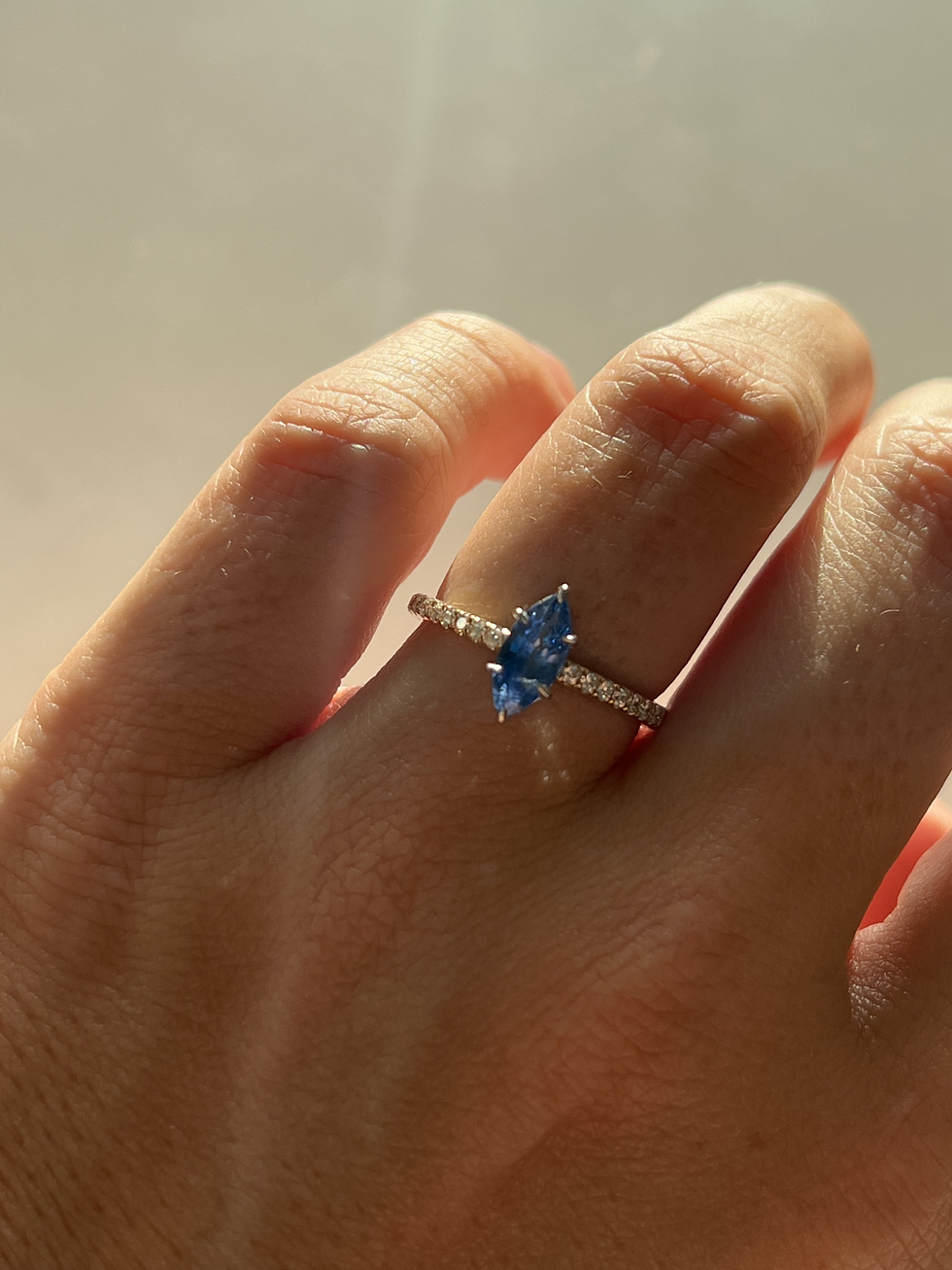 Thumbnail: 14k Yellow & White Gold Natural Marquise Sapphire & Diamond Ring