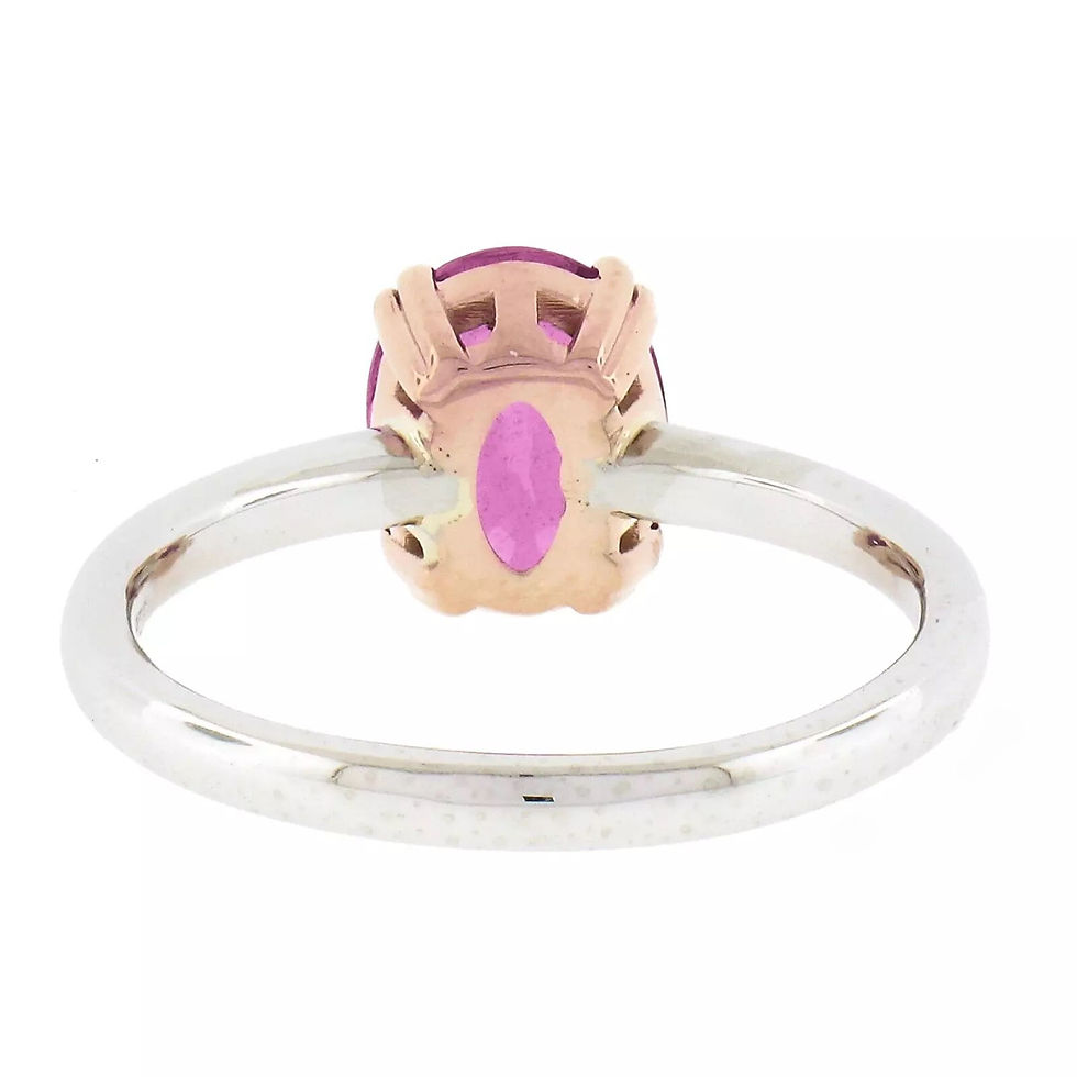 Thumbnail: Platinum 14k Rose Gold 2.13ctw Oval Pink Sapphire Solitaire Ring