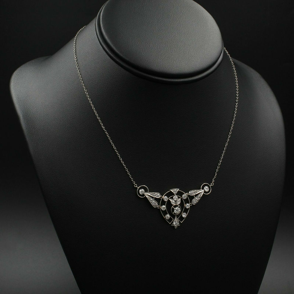 Thumbnail: Antique Edwardian 14K Gold w/ Platinum Top 1.50ctw Diamond Pendant Necklace