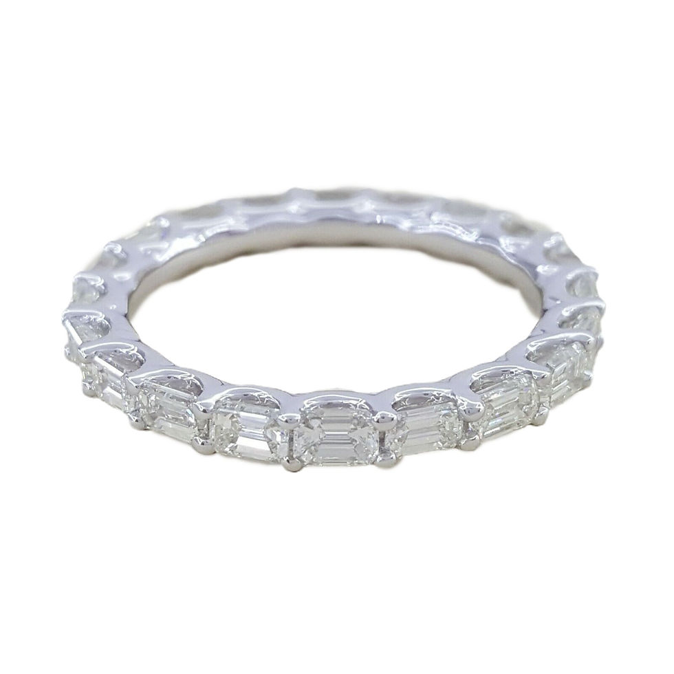Thumbnail: 14k White Gold 2.00ctw Emerald Cut Diamond Full Eternity Band Wedding Ring