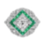 Art Deco Design 1.43ctw Diamond & Emerald Cushion Shape Platter Cocktail Ring