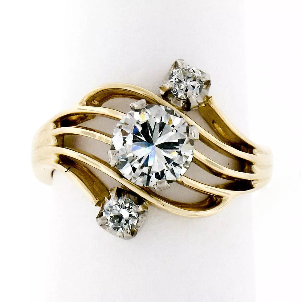 Thumbnail: Antique Jabel 14k Gold 1.19ctw Round Cut Diamond Open Swirl Engagement Ring