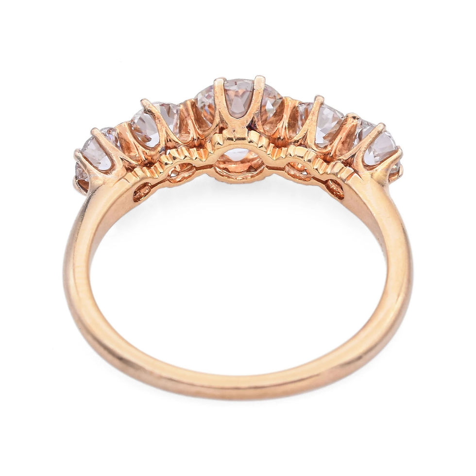Thumbnail: Antique 18k Gold 1.93ctw Old Cut Diamond Anniversary 5 Stone Band Ring