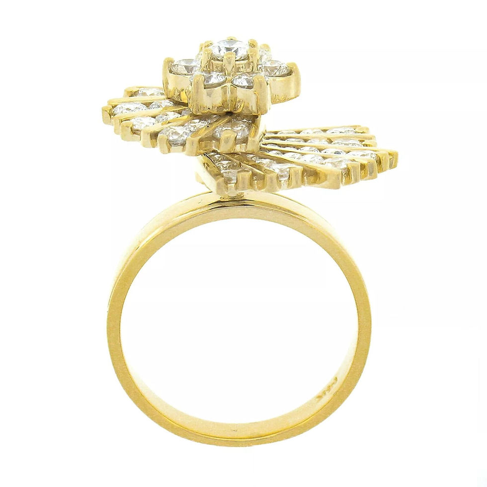Thumbnail: 14K Gold 2.30ctw Diamond Cluster Spinning Fan Unique Cocktail Ring