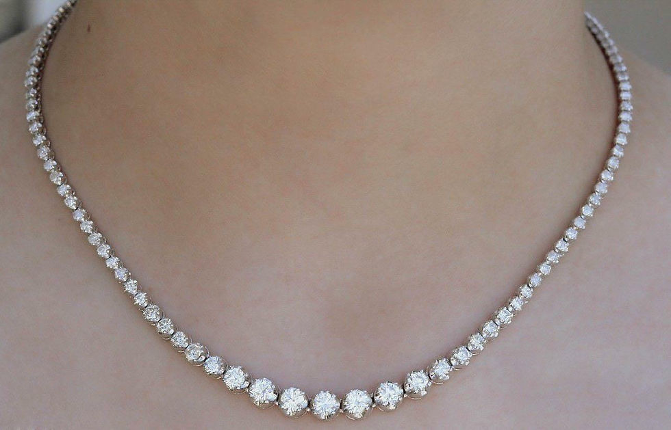 Heavy 14k Gold 12.00ctw Diamond Graduated 18" Tennis Necklace