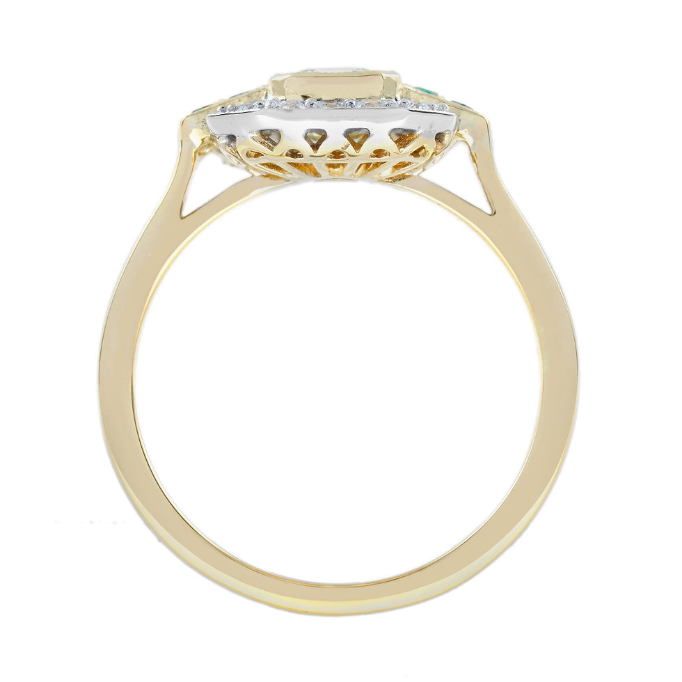 Thumbnail: Art Deco Inspired 18k Yellow Gold Fancy Yellow Diamond Emerald Engagement Ring