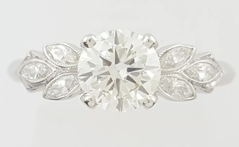 Thumbnail: Vintage Platinum 1.09ctw Transitional Brilliant Diamond Engagement Ring