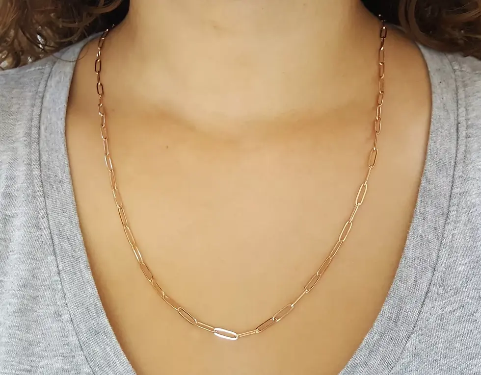 14K Rose Gold Lightweight Paperclip Chain Necklace