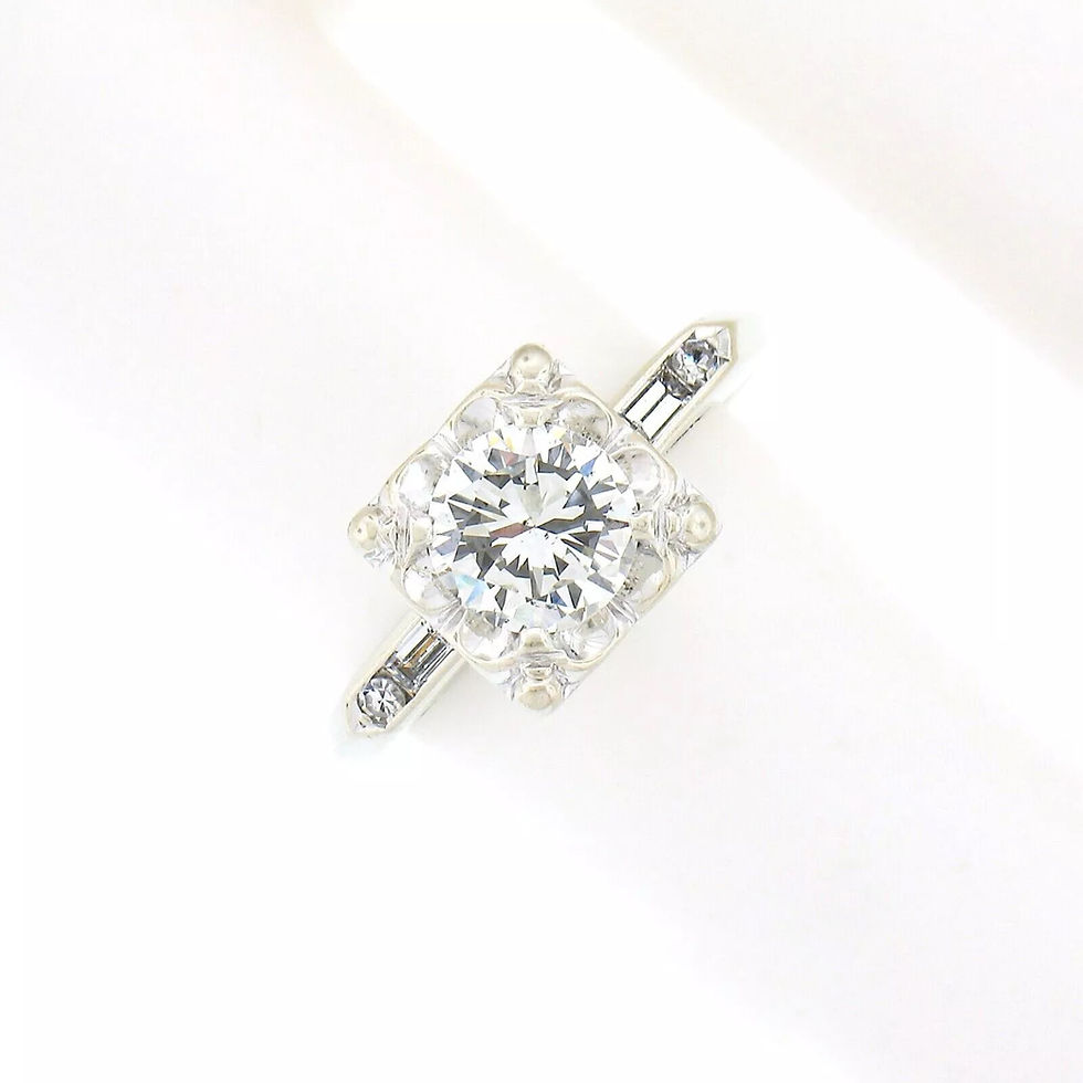 Vintage 14k White Gold Illusion 0.94ctw Old Transitional Diamond Engagement Ring