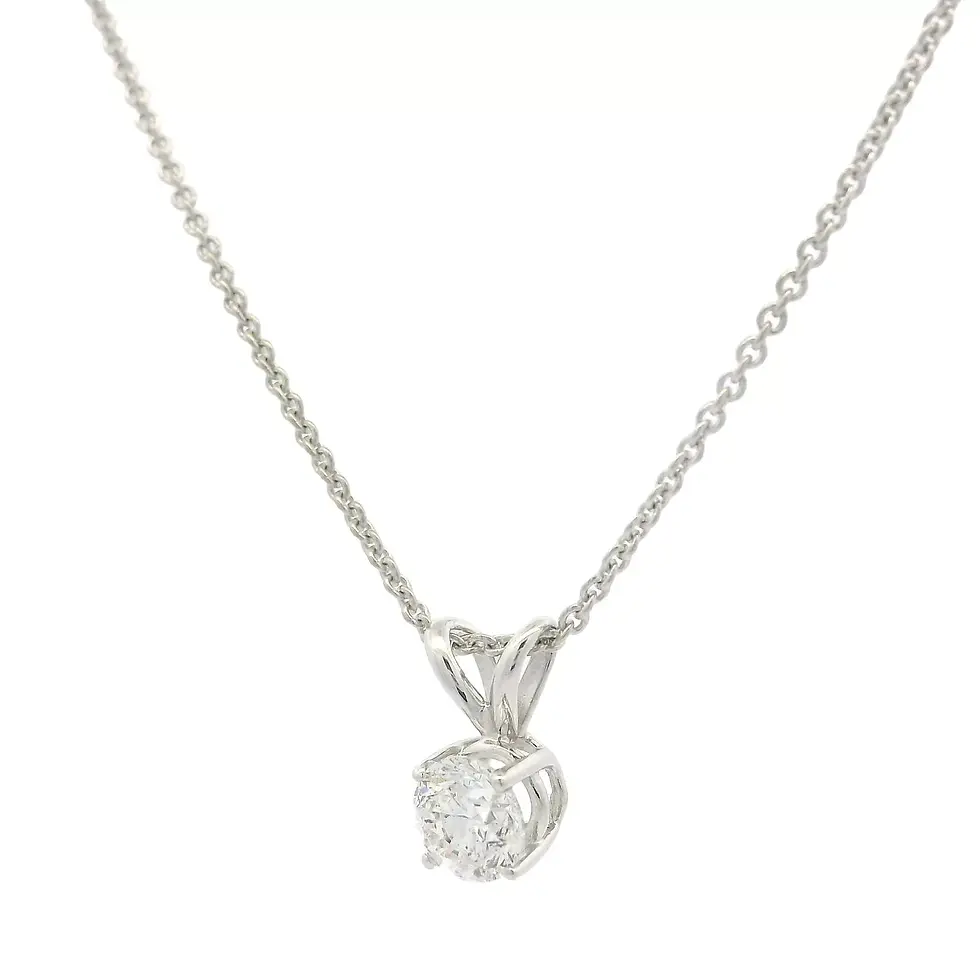 Thumbnail: Classic 14k White Gold 0.40ctw Round Diamond Pendant On  Cable Link Necklace