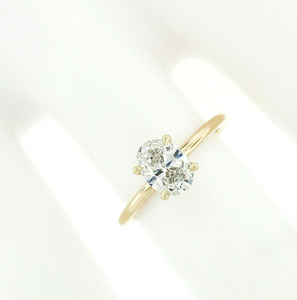 Thumbnail: 14k Yellow Gold 0.80ctw Oval Cut Diamond Solitaire Engagement Ring