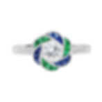 Art Deco Inspired 14k Gold 1.00ctw Diamond Emerald & Sapphire Rose Halo Ring
