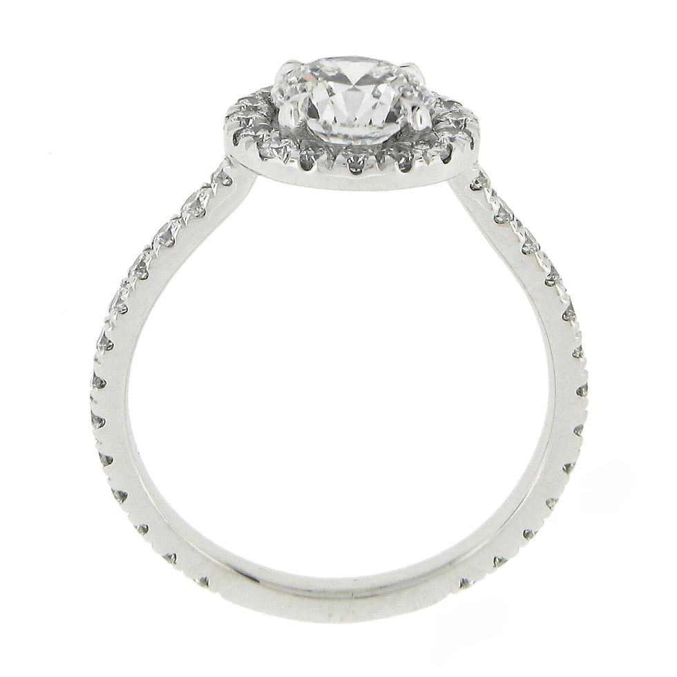 Thumbnail: Platinum 1.65ctw  Flawless Round Diamond Low Profile Halo Engagement Ring
