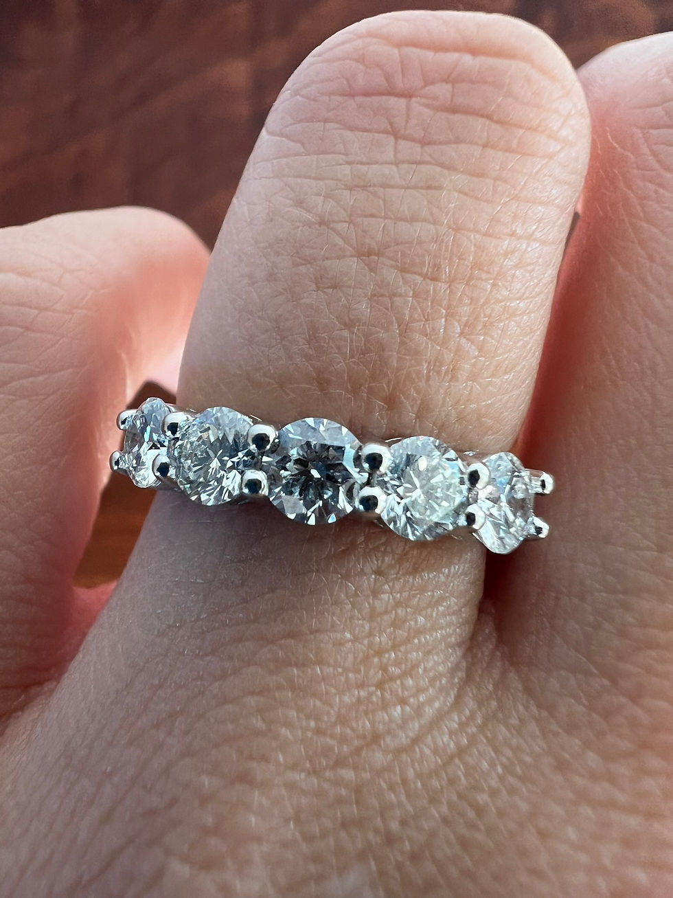 Thumbnail: NEW Platinum 1.37ctw Round Diamond 5 Stone Wedding Anniversary Band Ring