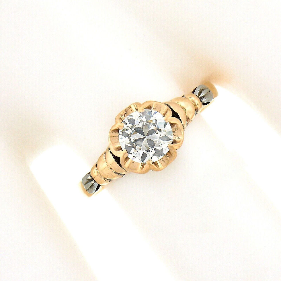 Thumbnail: Antique Victorian 18k Gold 0.75ct European Diamond Flower Basket Engagement Ring