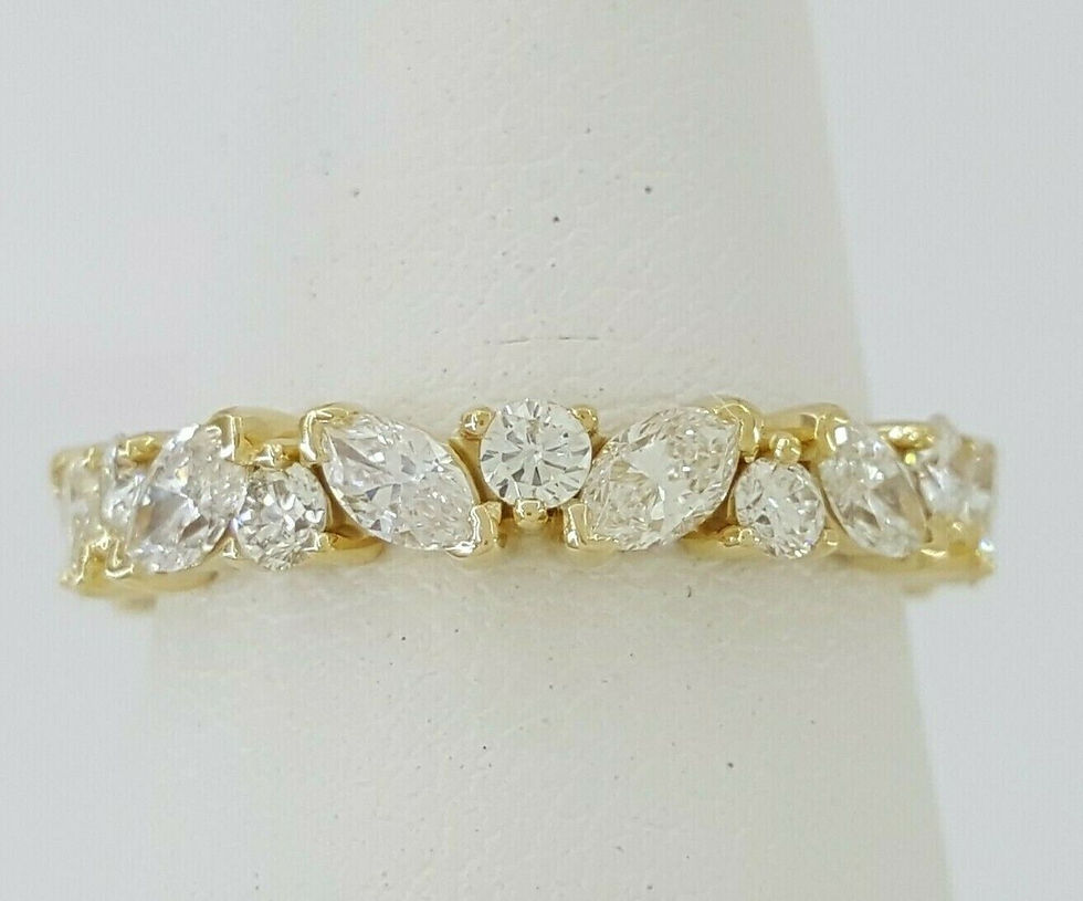 Thumbnail: 18k Yellow Gold 1.66ctw Round & Marquise Diamond Eternity Wedding Band Ring