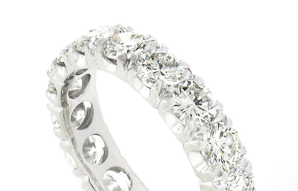 Thumbnail: Platinum 3.86ctw Round Brilliant Diamond Full Eternity Stack Wedding Band Ring