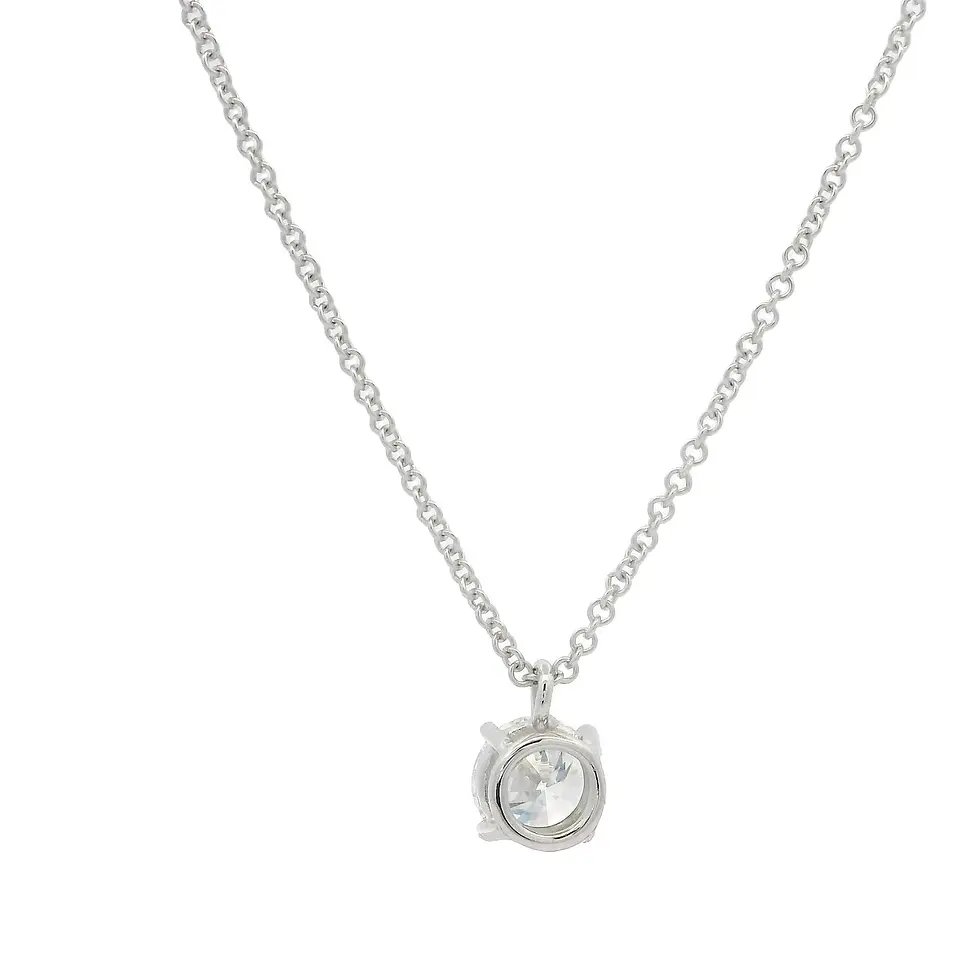 Thumbnail: 14k White Gold 0.58ct Round Diamond Solitaire Slide Dainty Pendant Necklace