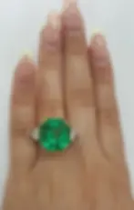 Platinum 18k Gold 16.92ctw Colombian Emerald and Heart Diamond Cocktail Ring
