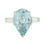 Thumbnail: Vintage Platinum 6.80ctw Pear Aquamarine and Baguette Cut Three Stone Ring