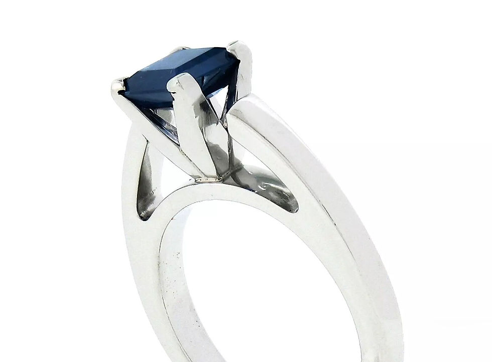 Thumbnail: Vintage Platinum 1.05ctw Square Step Cut  Sapphire Solitaire Ring