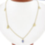 18k Yellow Gold Dangle Lucky Charms Cable Link Necklace w/ Sapphire