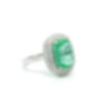18k White Gold 3.60ctw Elongated Cushion Emerald w Double Halo Diamond Ring