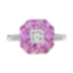 Art Deco Style 14k White Gold 4.19ctw Diamond Pink Sapphire Illusion Target Ring