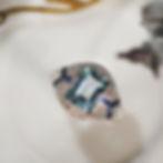 Art Deco Inspired 14k White Gold 4.56ctw Aquamarine Sapphire Diamond Dome Ring