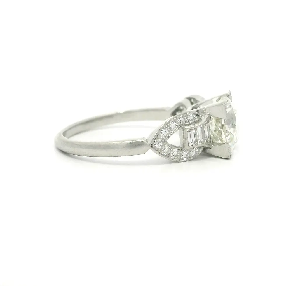 Thumbnail: Antique Edwardian Platinum 2.09ctw Old Diamond Buckle Sides Engagement Ring