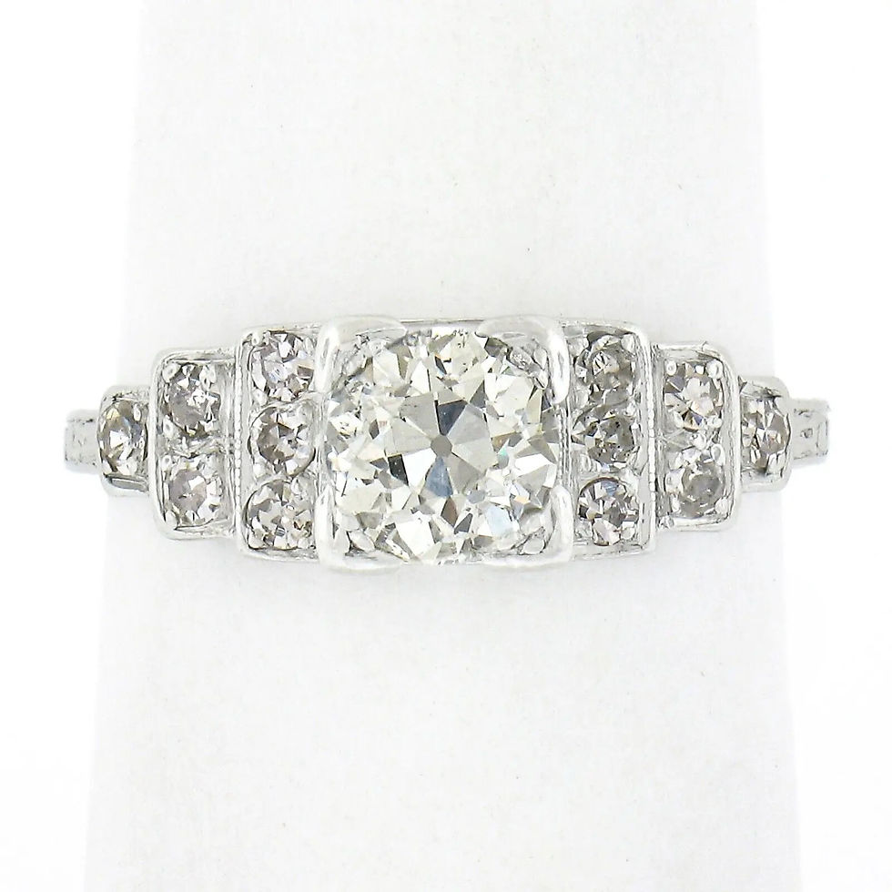 Thumbnail: Art Deco Platinum 1.00ctw Old Euro Diamond Pyramid Stepped Engagement Ring